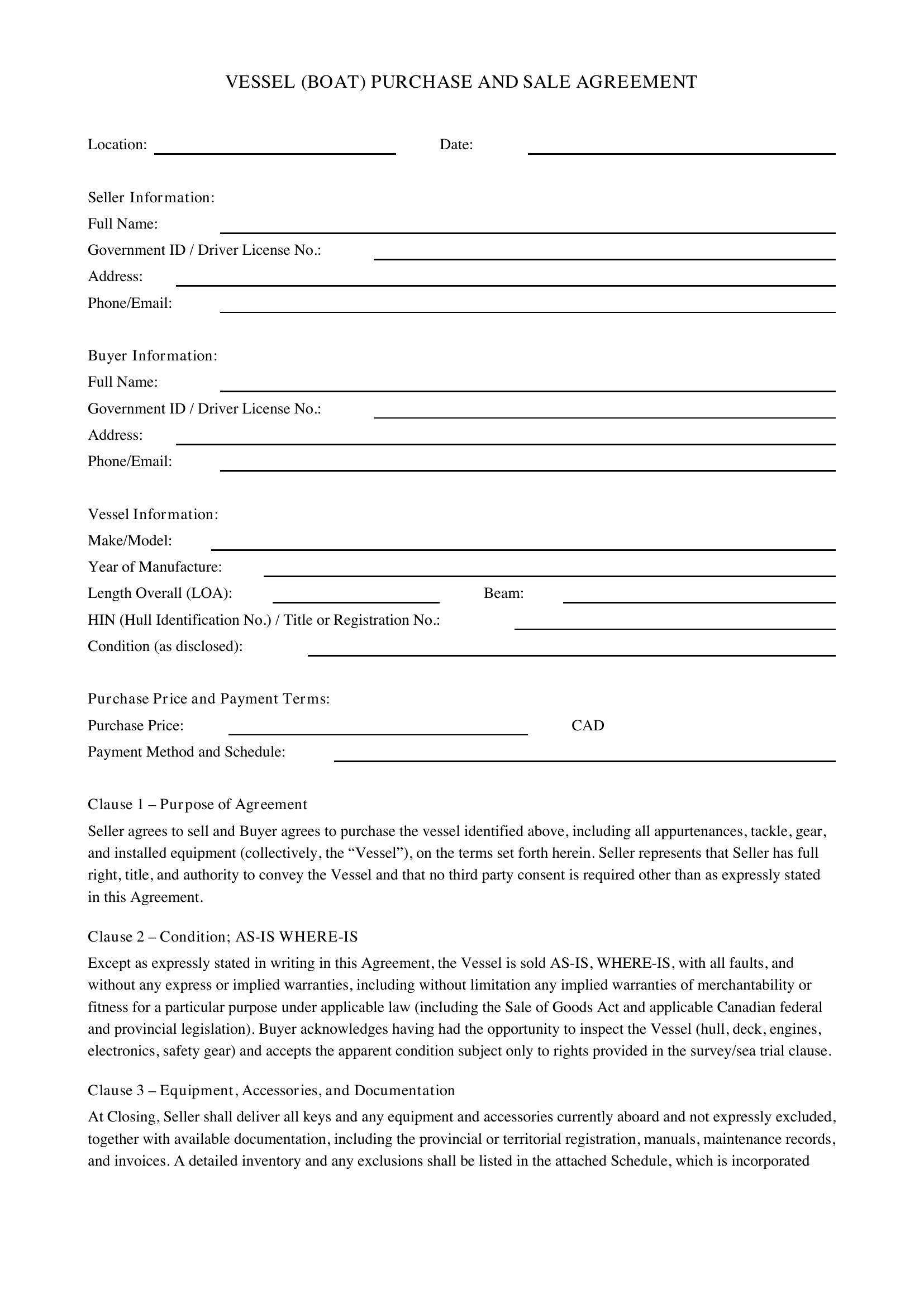 Agreement Template - Canada