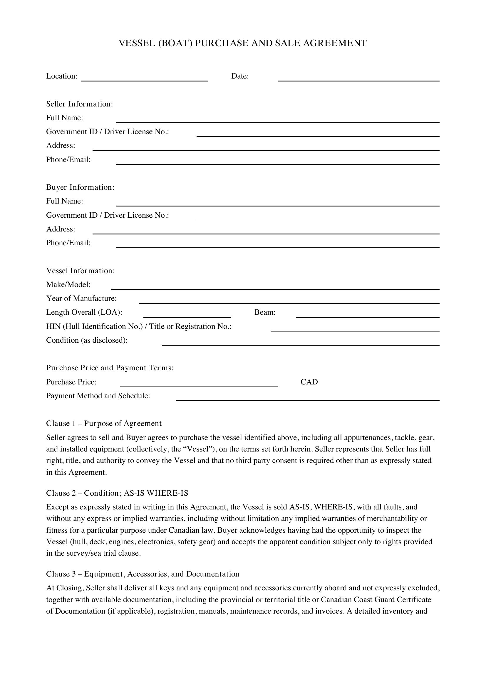 Contract Agreement Template - Canada