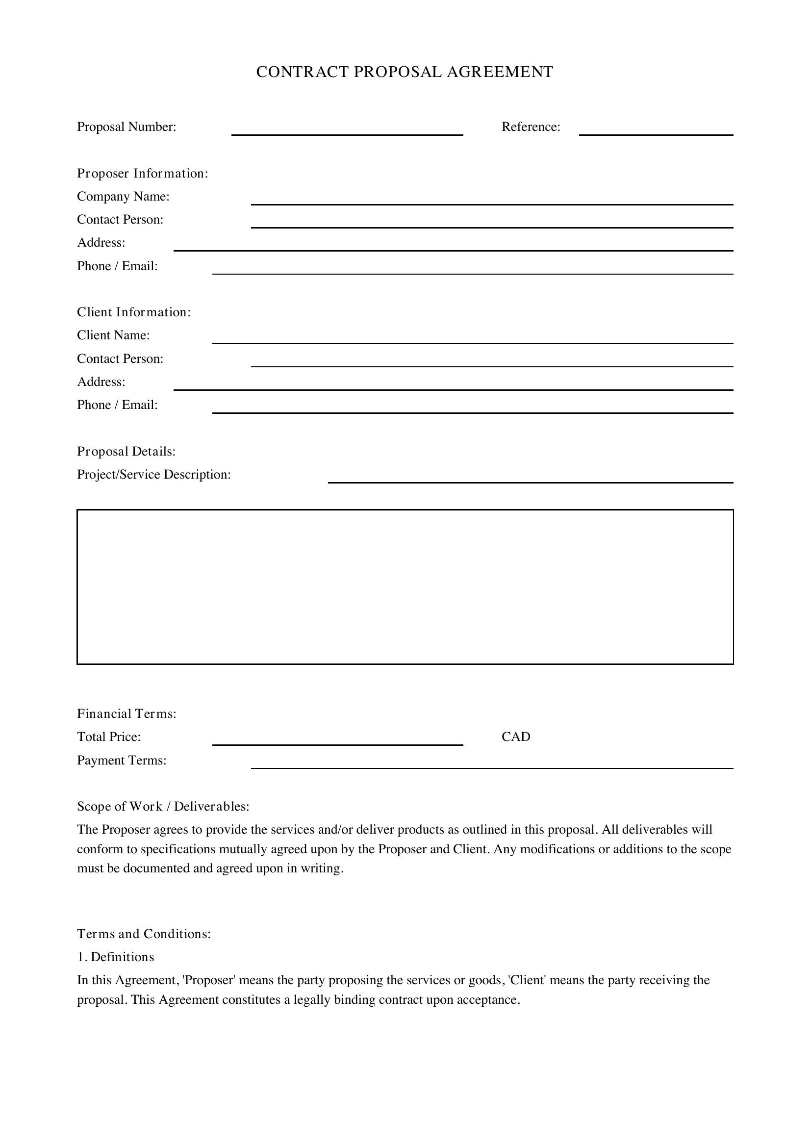 Contract Proposal Template - Canada