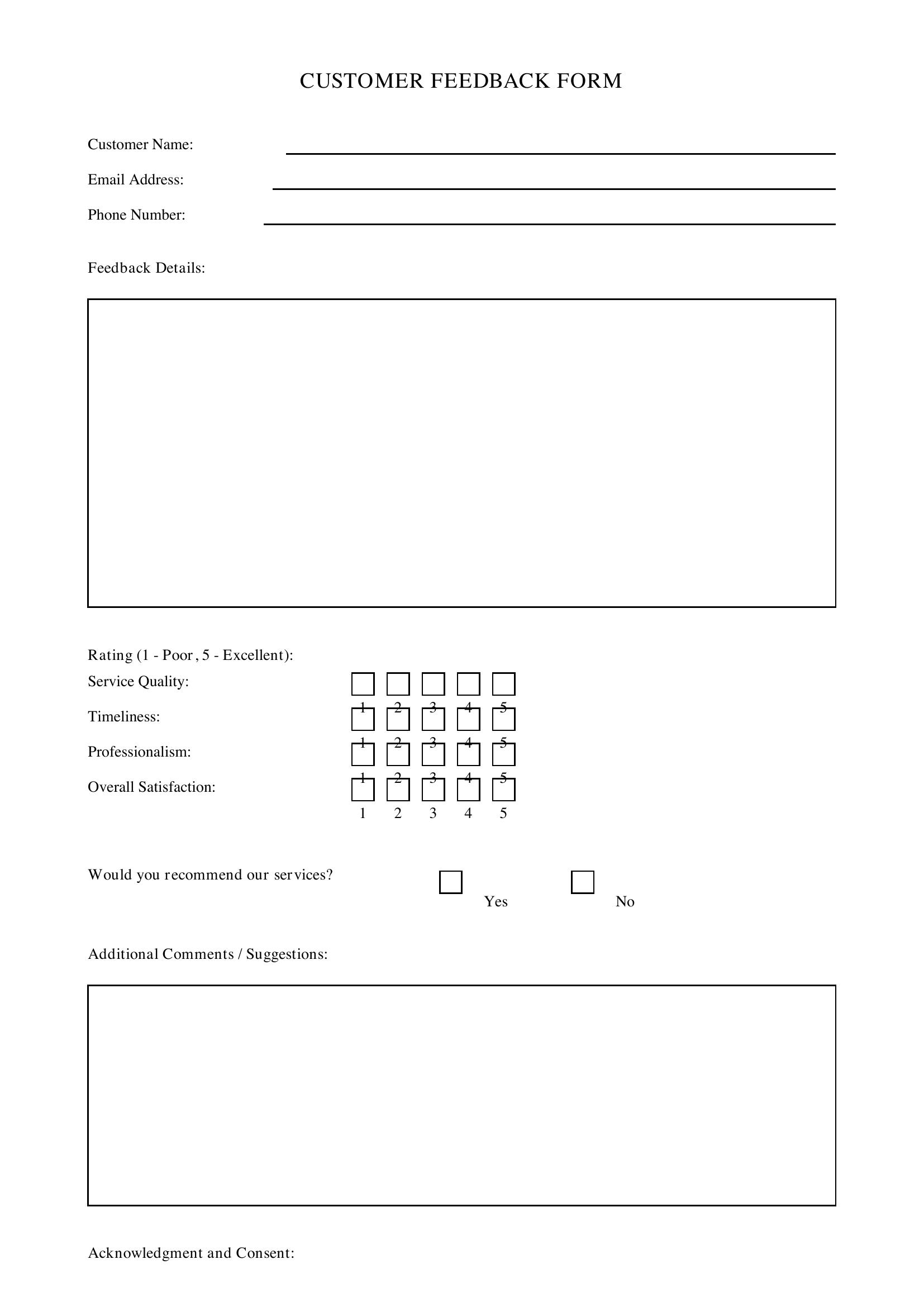 Feedback Form Template - Canada