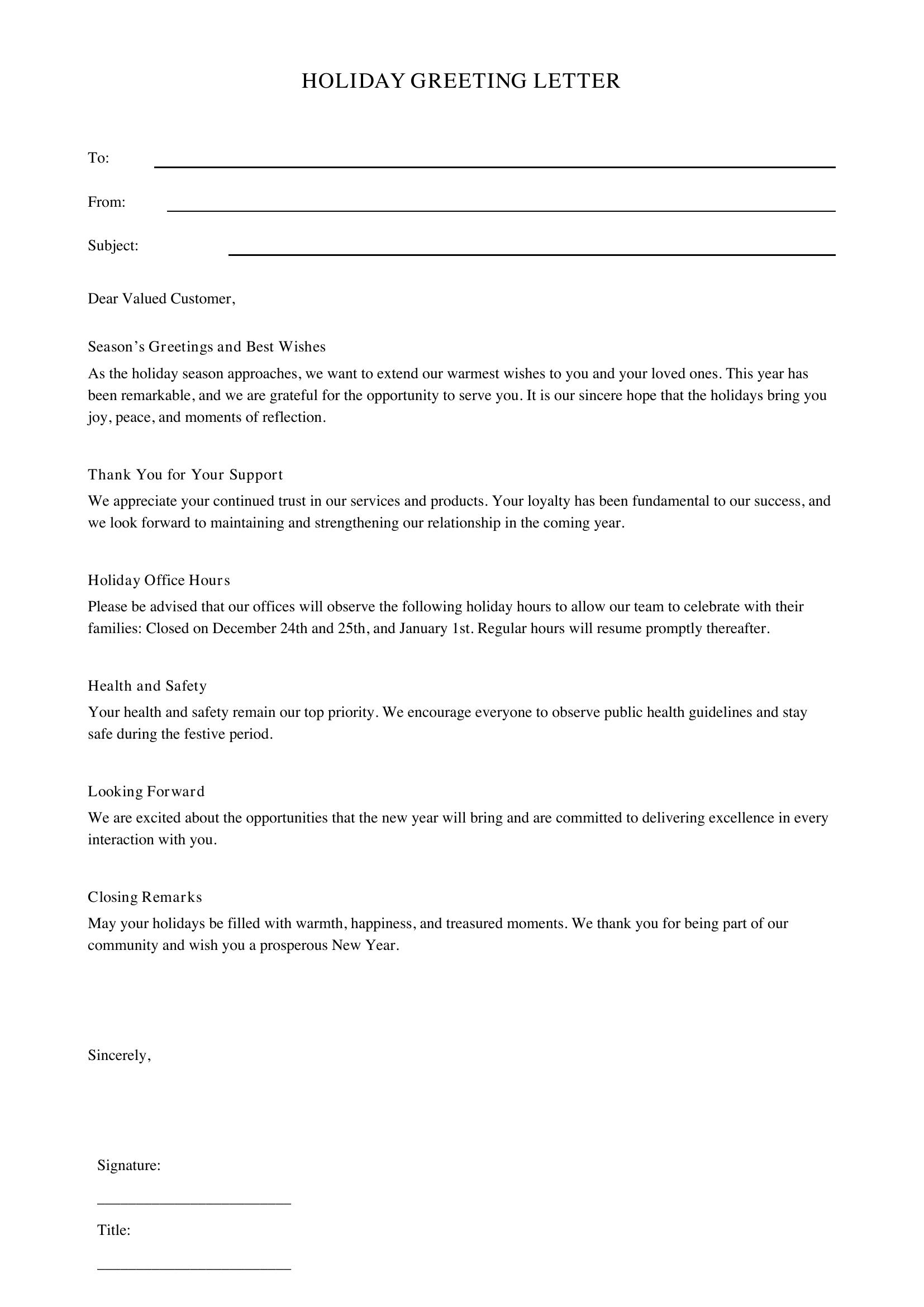 Holiday Letter Template - Canada